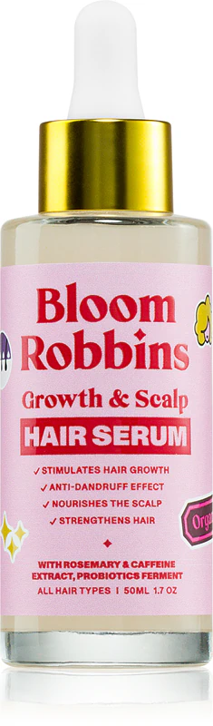 Sérum capilar Bloom Robbins Growth & Scalp para todos os tipos de cabelo.