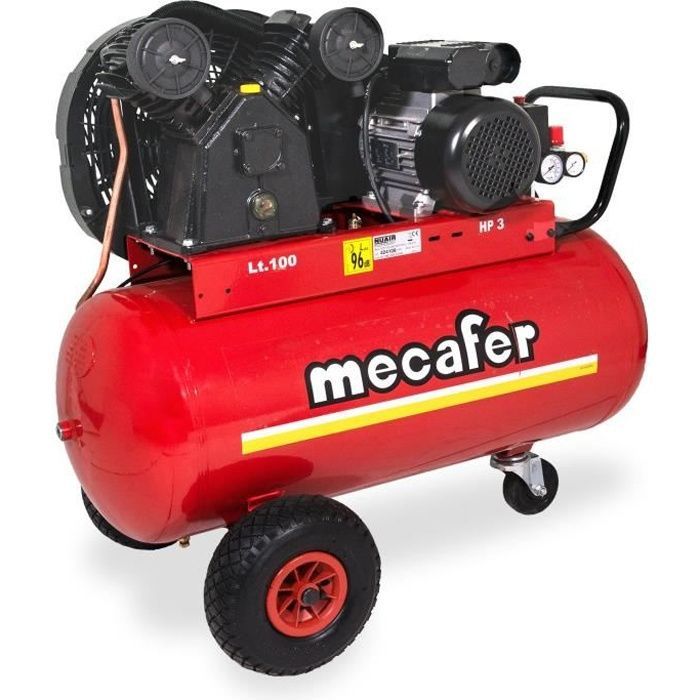 MECAFER Compressor 100L - 3HP - 10 bar - twin-cylinder V-type cast iron