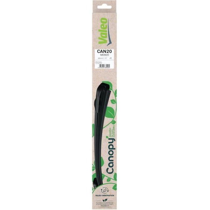 VALEO CANOPY - CAN20 - Escobilla limpiaparabrisas plana fabricada con materiales naturales y reciclados - Delantera - Longitud: 380 mm (1 hoja)