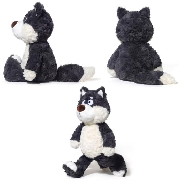 Peluche Loup Gris Doux Moelleux 40 cm - KETTYS® Poupée Jouet Enfant Bébé Qualité Premium