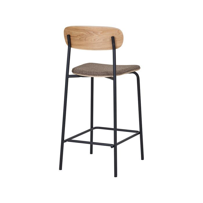 Zoe - lot de 2 tabourets en bois de frêne - pieds en acier - Marron