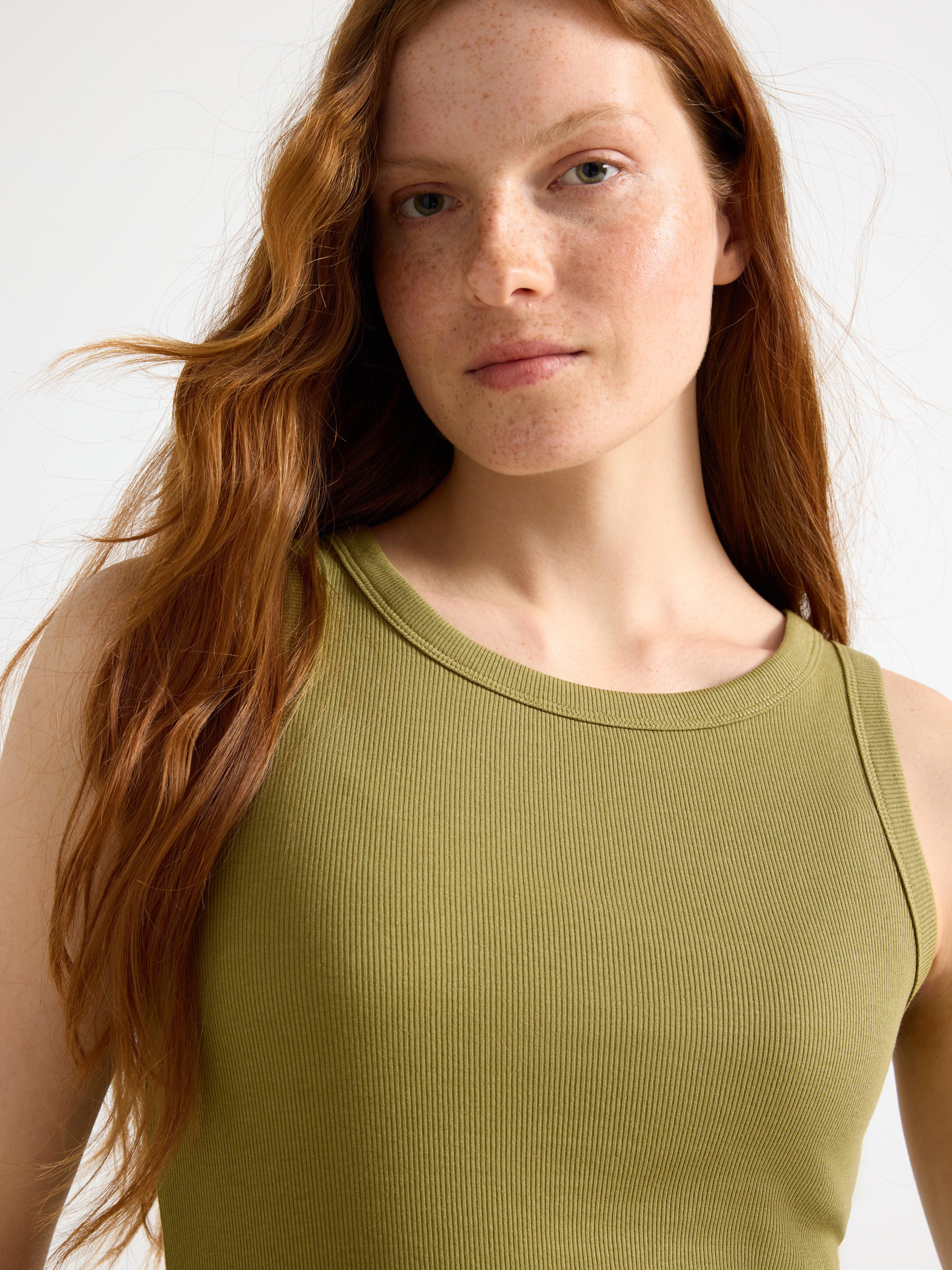 Lino Ribbat Verde Polvoriento