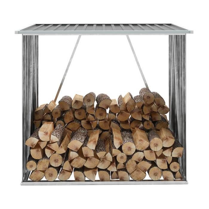 Wood storage shed - vidaXL - 163x83x154 cm - Galvanized steel - Grey - Durable and easy to assemble