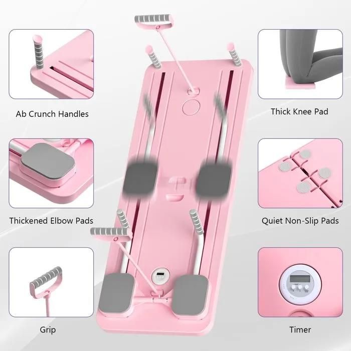 Máquina de Pilates con tabla - ALFOYU - Multifuncional 5 en 1 - Equipo de fitness para el hogar - Rosa
