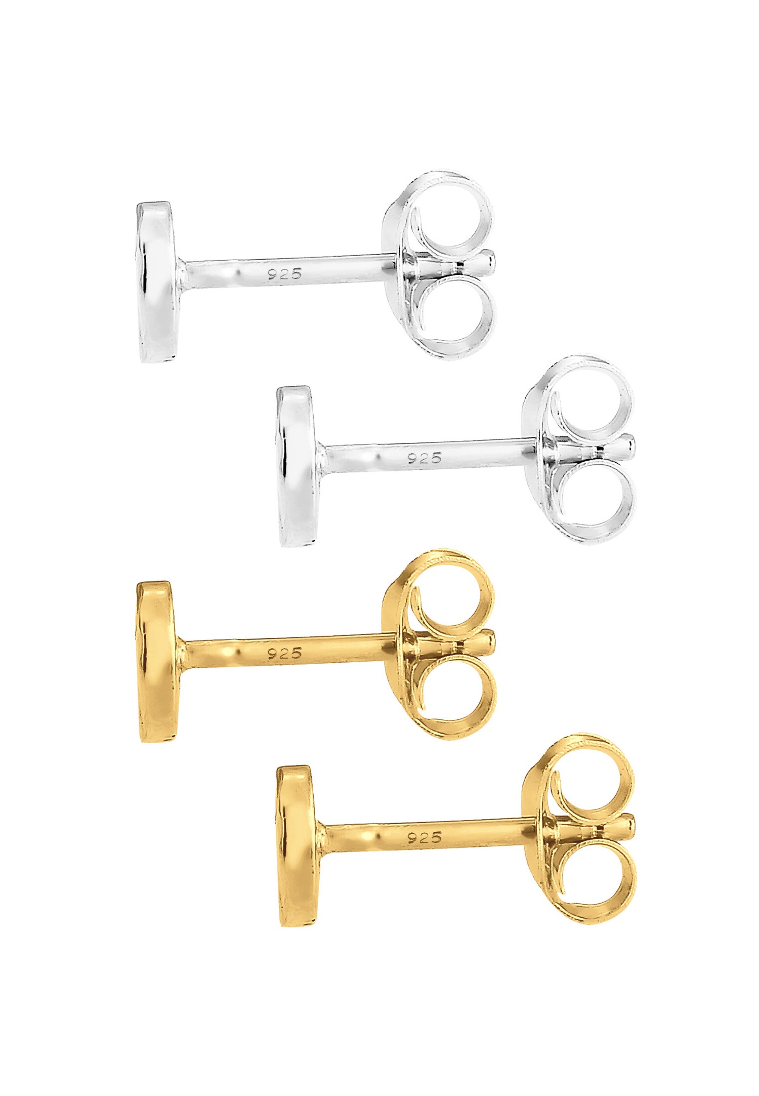 Elli Femmes Clous d'oreilles Set de 2 Martelées Brillantes en Argent Sterling 925