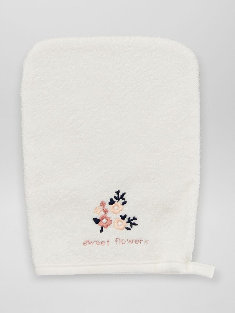 Capa de baño + guante de baño - 2 piezas - BLANCO