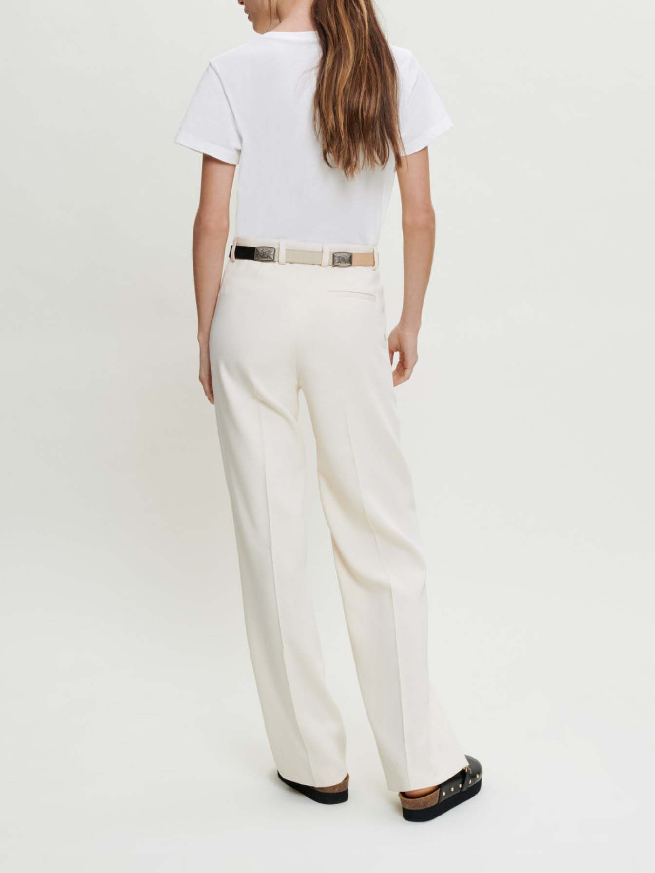 Pantaloni de costum cu croi larg - Alb