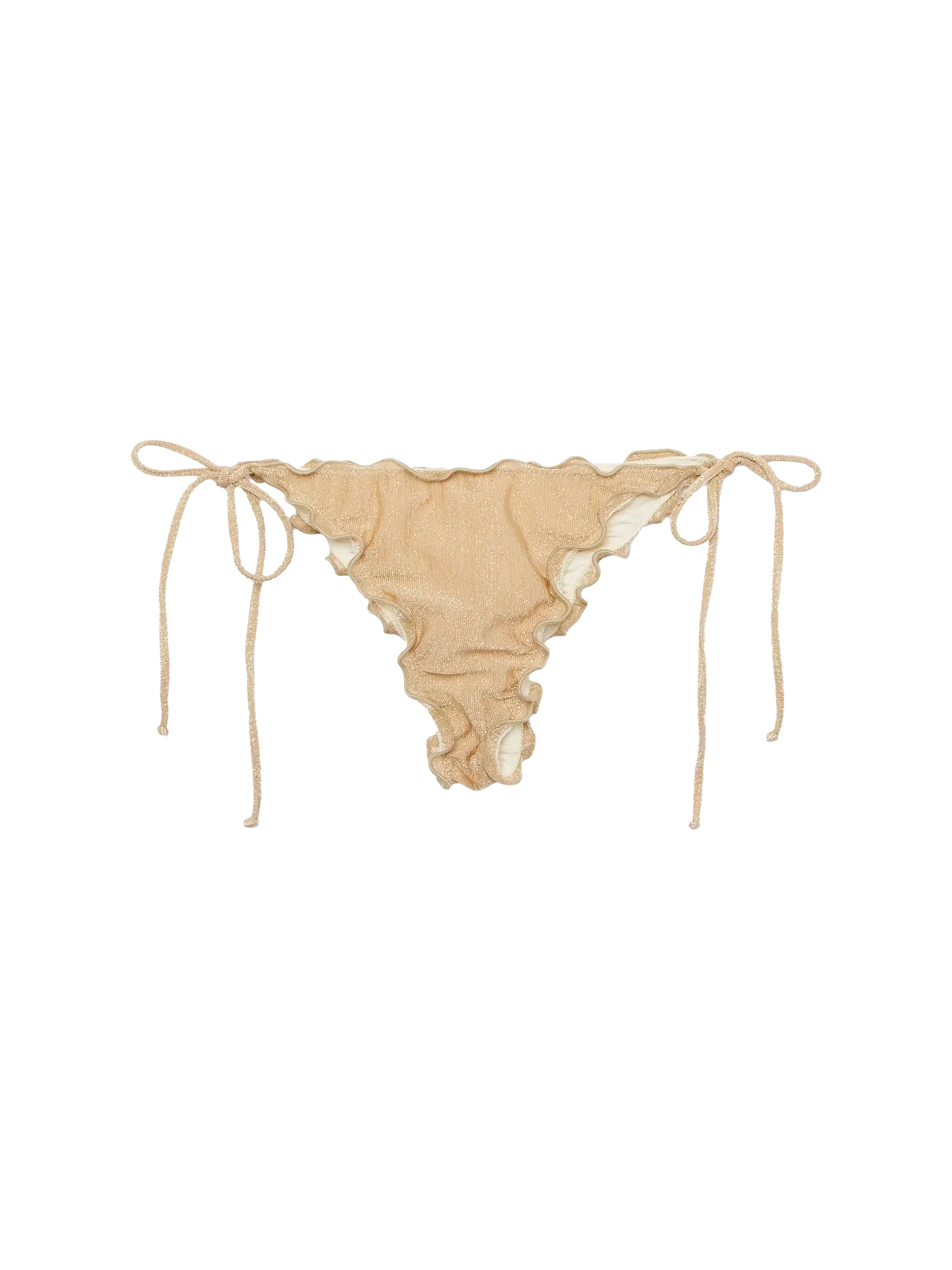 Braguita de baño Miami dorada de lúrex con corte alto en las piernas