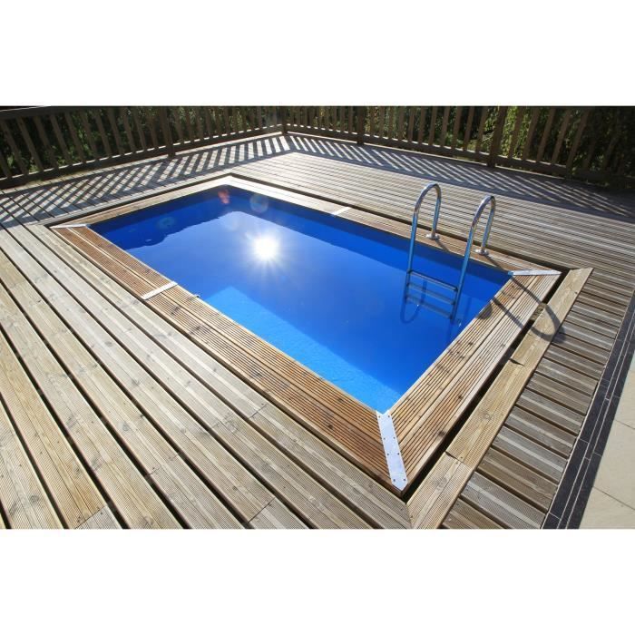 UBBINK Piscine bois Azura 250x450 H126cm - Liner Bleu - Hors sol, semi enterrée ou enterrée - Garantie 15 ans