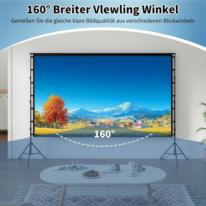 Pantalla de proyección portátil con soporte, 150 pulgadas para uso en interiores y exteriores [YE96]