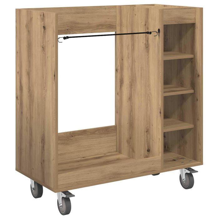 Modern golf locker - vidaXL - Handcrafted oak - 90x45x98 cm - Large storage space - 4 wheels - Metal frame