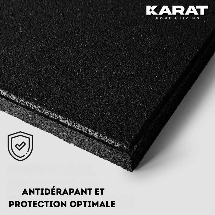 1 x Protective Tile, Shock-absorbing Surface, 50 x 50 cm, Thickness: 30 mm, Black