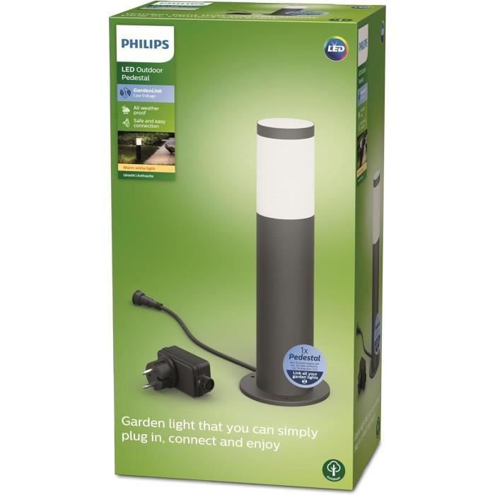 Bolardo exterior de baja tensión PHILIPS Garden Link, 24 W, IP44, 2700 K - Antracita
