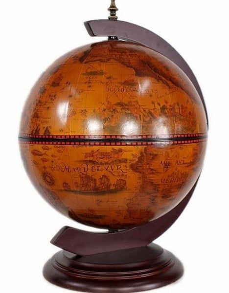 Globobar Globobarek stylizowany globus barek z egzotycznego drewna 24260