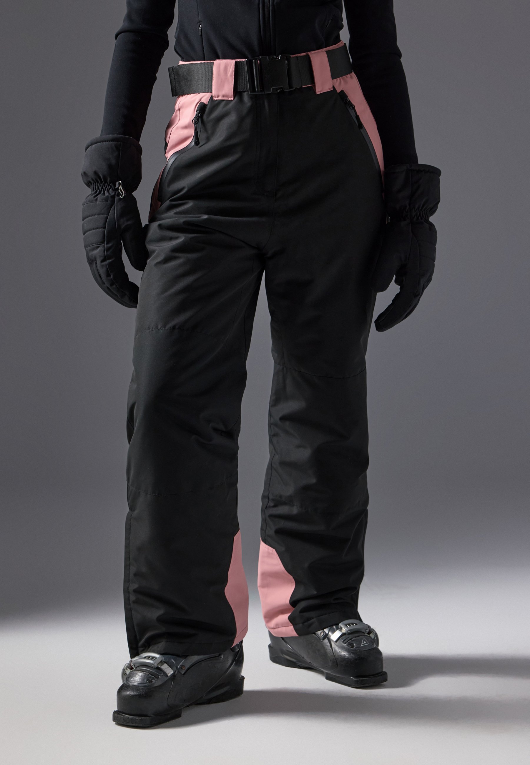 Even&Odd active SKI PANTS WITH ADJUSTABLE BELT - Skibukser - black/light pink