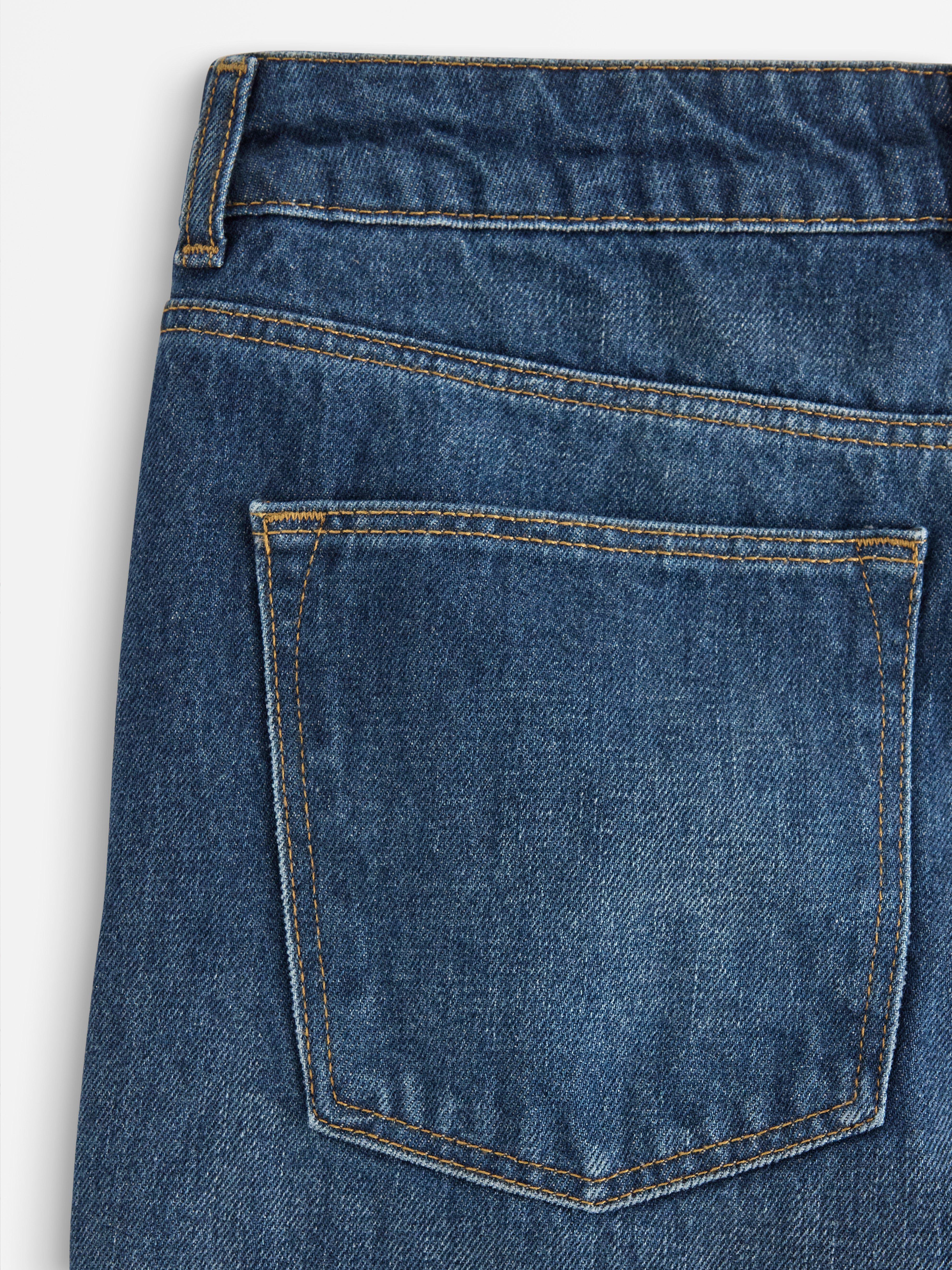 BARREL ankellange jeans Mørk denim
