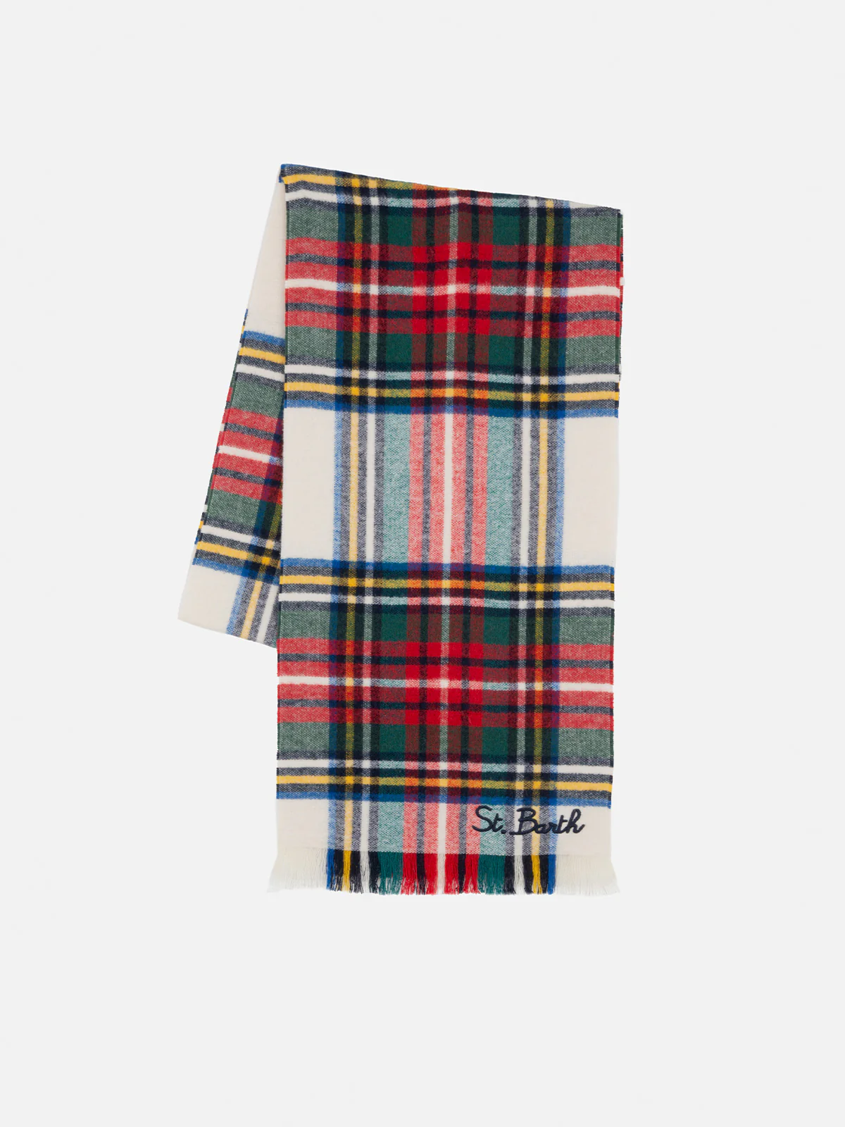 Écharpe en tartan de Saint-Barth avec broderie