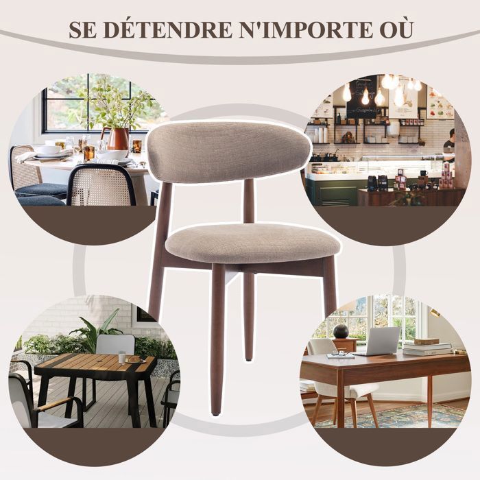 Colamy chaise-Lot de 2 Chaises -Chaise de Salle à Manger, Design Vintage, Chaise Idéales pour Cuisine et Salle à Manger-marron