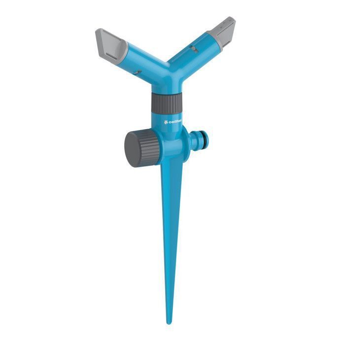 Aspersor Cellfast, aspersor giratorio, 2 brazos, sobre soporte, ideal