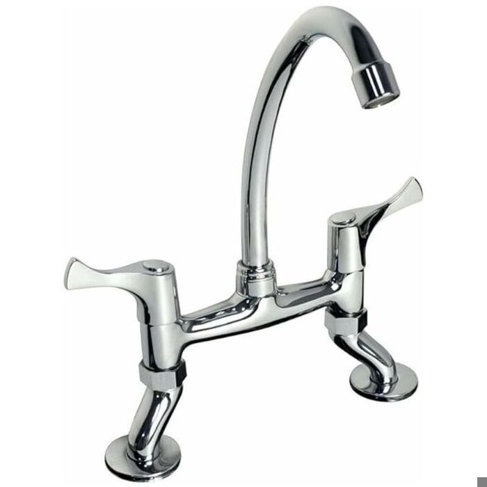 Torneira de cozinha retrô PHASAT HN100 em latão, misturadora de ponte com duas alças em estilo vintage.