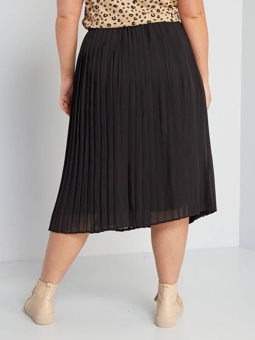 Falda midi plisada - Negra