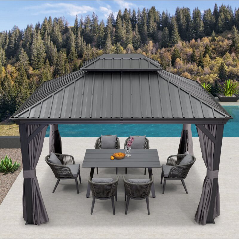 Utomhuspaviljong i aluminium, 3,6 m B x 3,6 m D