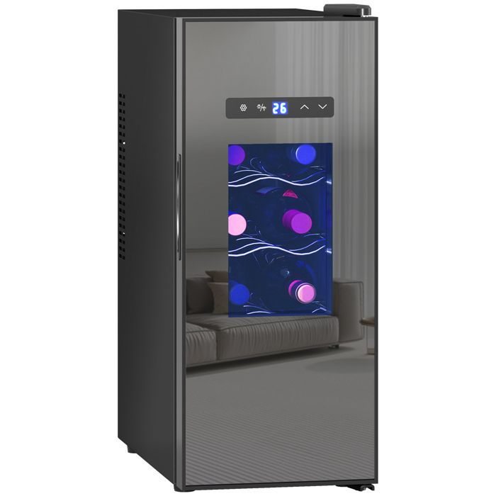 Cantinetta vini - HOMCOM - 12 bottiglie 30L - doppia termoelettrica e silenziosa - controllo della temperatura 8-18°C - nera