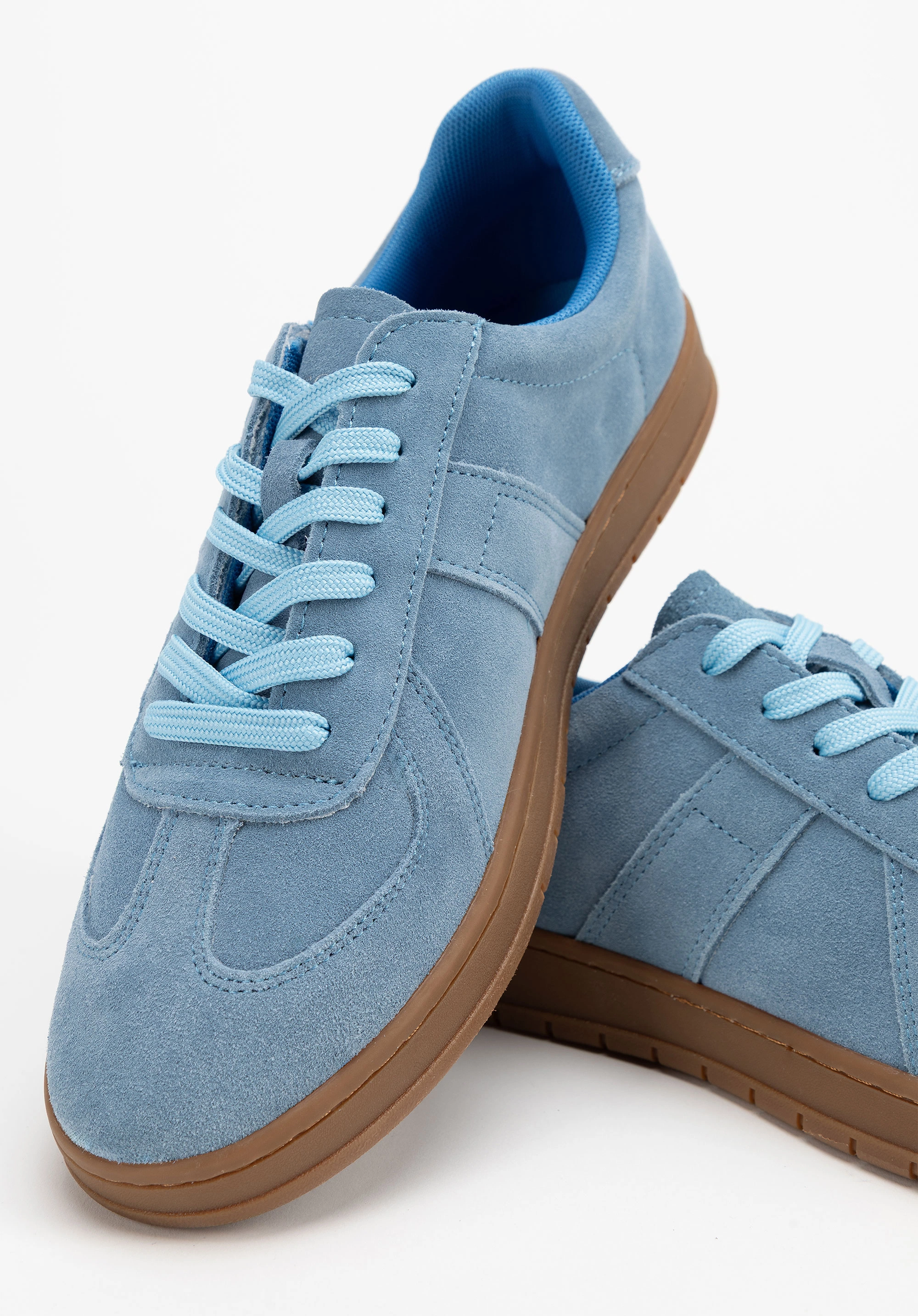 Sneakersy męskie ze skóry zamszowej niebieskie