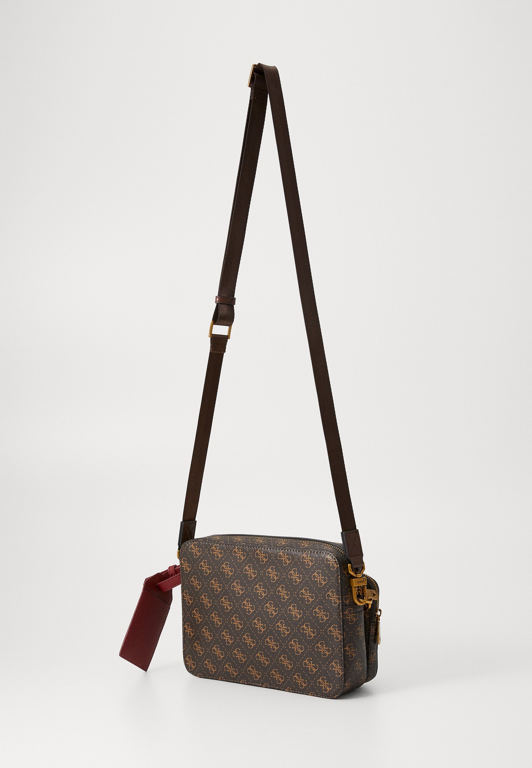 Guess MILANO DOUBLE CROSSBODY - Kabelka cez telo - hnedá/okrová/bordová