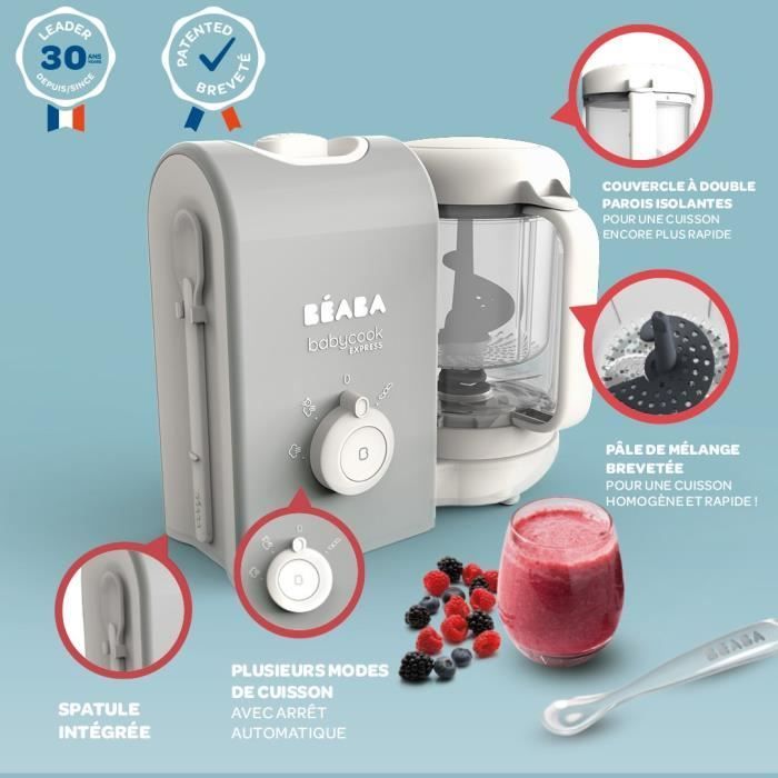 BEABA, Babycook Express, Babymadmaskine, 4-i-1 Blender-Komfur, Fløjlsgrå