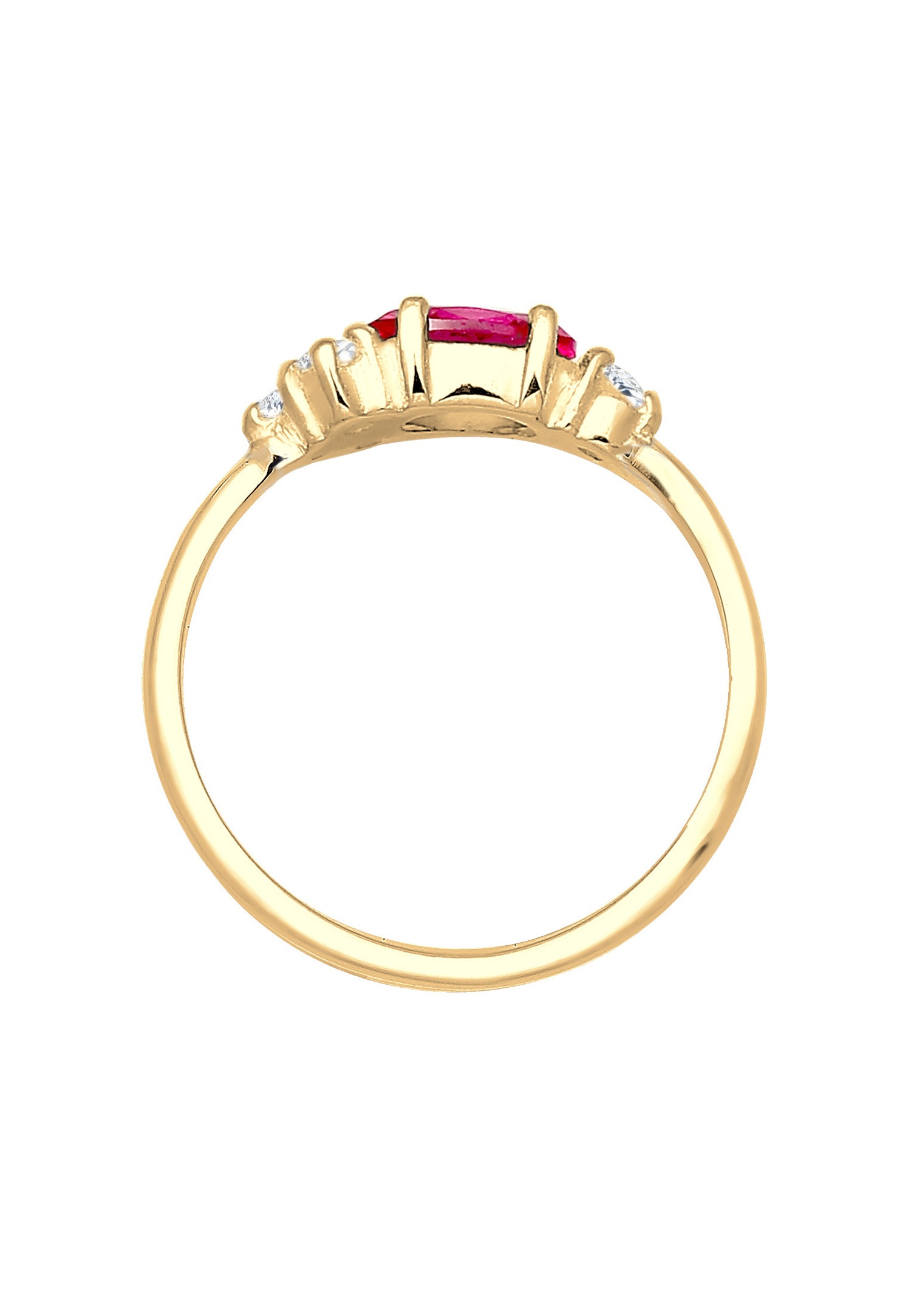 Elli PREMIUM Elli PREMIUM Bague Femmes fiançailles avec rubis synthétique et cristaux de zirconium en argent sterling 925 plaqué or