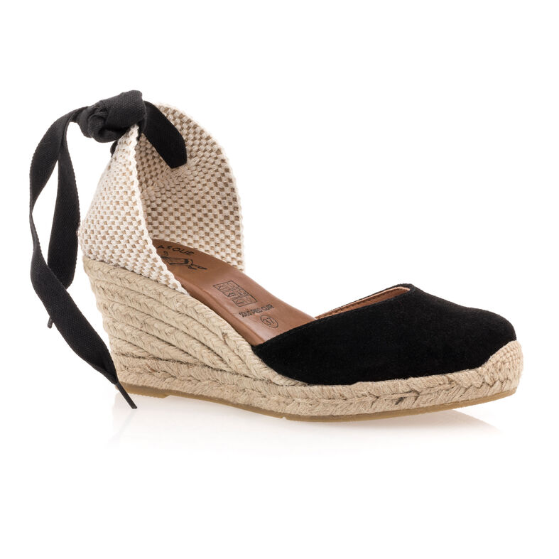 Zwarte espadrilles voor dames met touwzolen