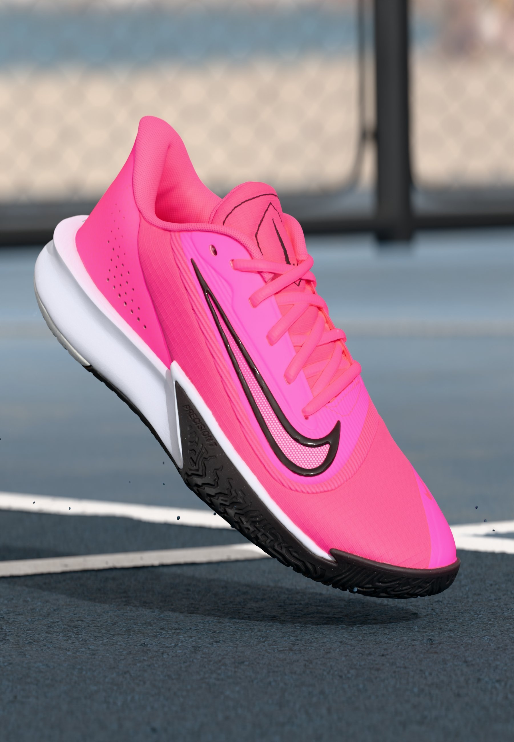 Nike Performance PRECISION VII - Basketbalschoenen - roze/zwart/wit
