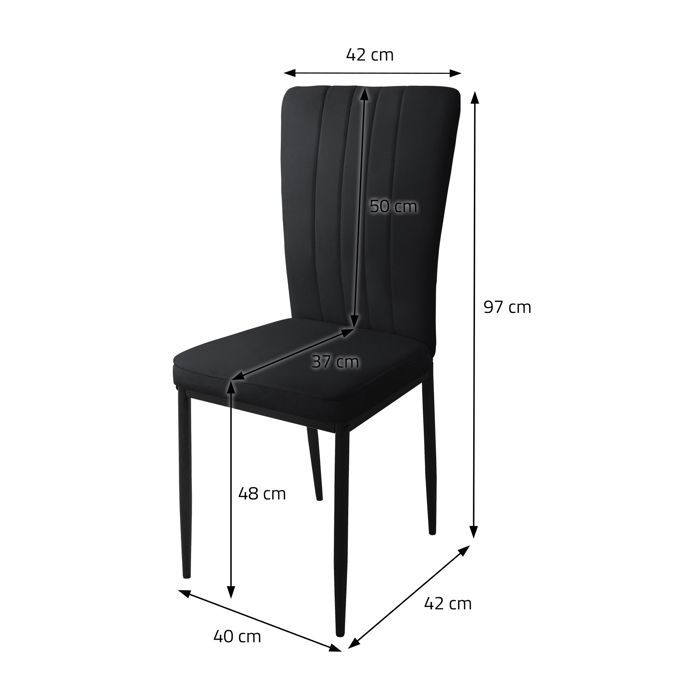 ML-Design 4 Chaises de Salle à Manger Noir en Velours Fauteuil Dossier Ergonomique Assise Rembourrée Chaise de Table Salon Cuisine