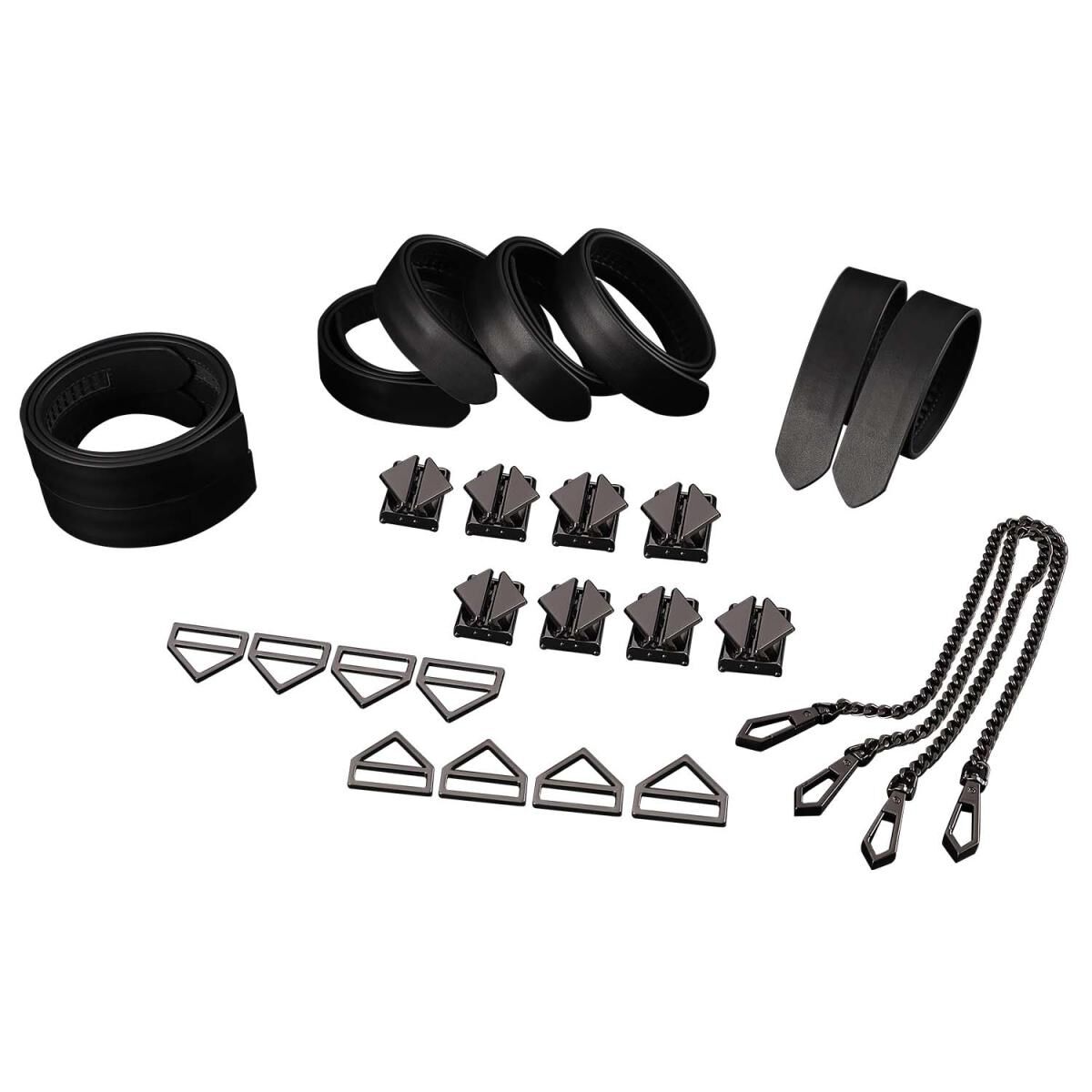 Ensemble de bondage Lockink 8 pièces avec sangles, noir