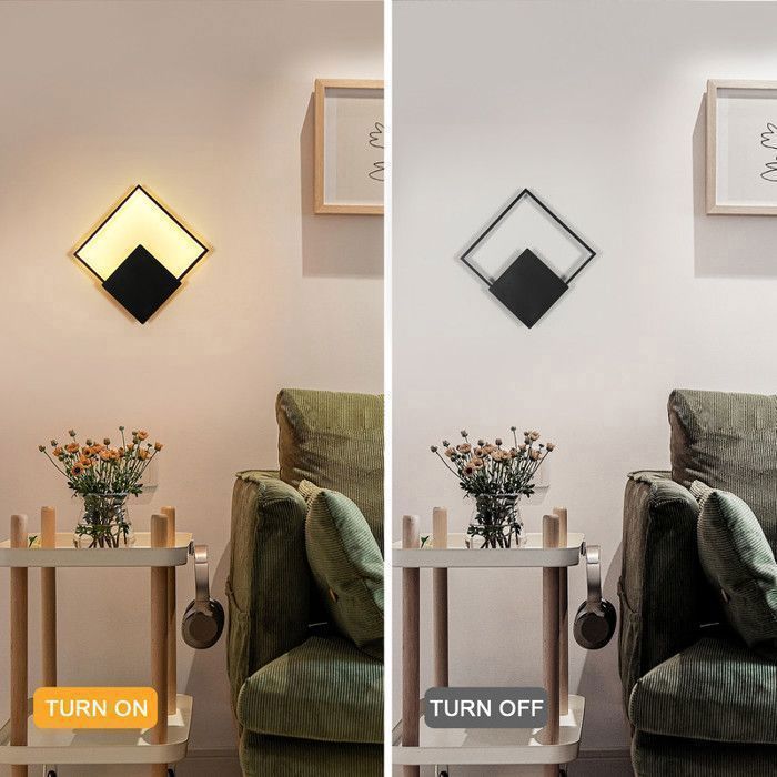 DELIPOP Applique Murale LED Moderne 21W 3000K – Design Rhombique en Aluminium Noir – Éclairage pour Salon, Chambre, Couloir