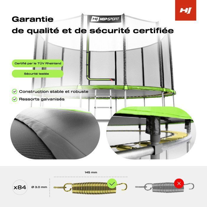 Hop-Sport Rundtrampolin für Kinder, 427 cm, Komplettes Garten-Set, Sicherheitsnetz für den Außenbereich, max. 150 kg, TÜV/GS-zertifiziert