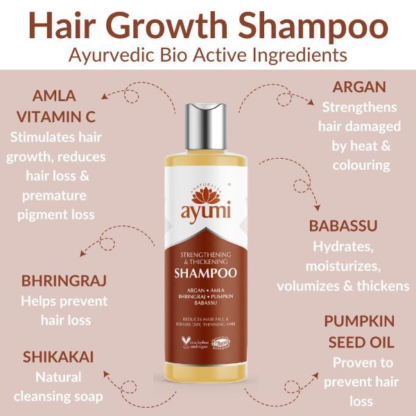 Champú capilar de argán y sándalo de Ayumi Naturals, 250 ml