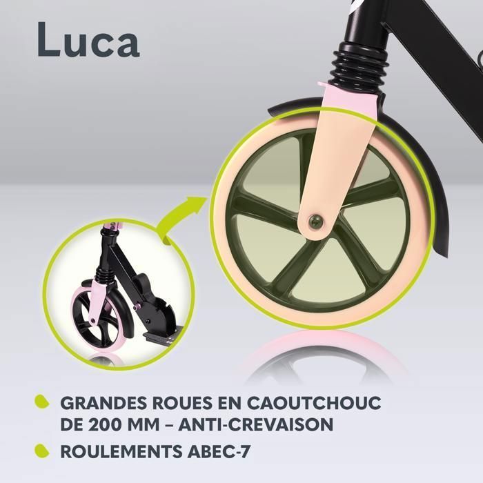 Scooter - LIONELO - Luca - Up to 100kg - Pink - 20cm wheels