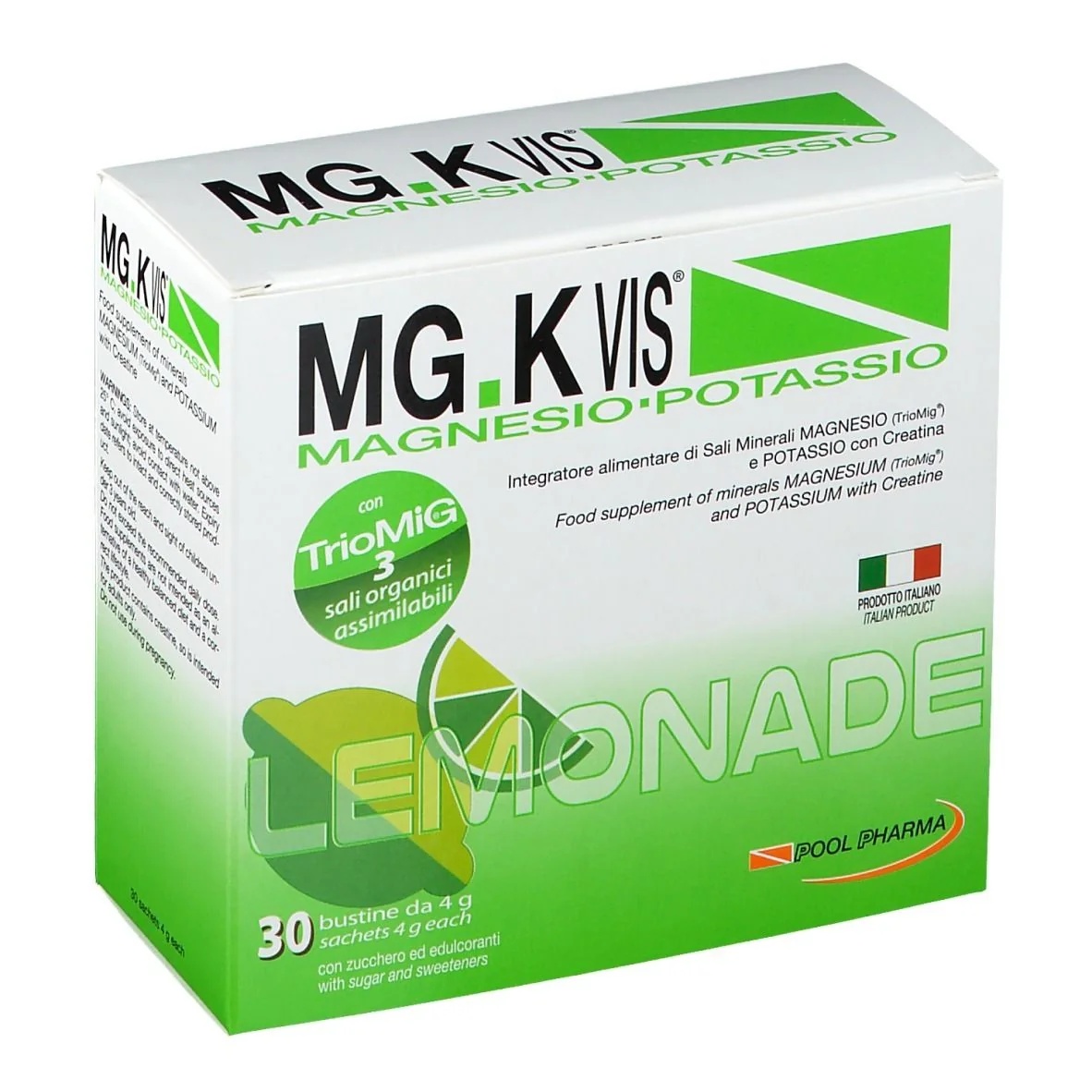 MGK-VIS MG.K Vis Complément alimentaire à base de magnésium, de potassium et de limonade aux sels minéraux 30 sachets pour recharger son énergie