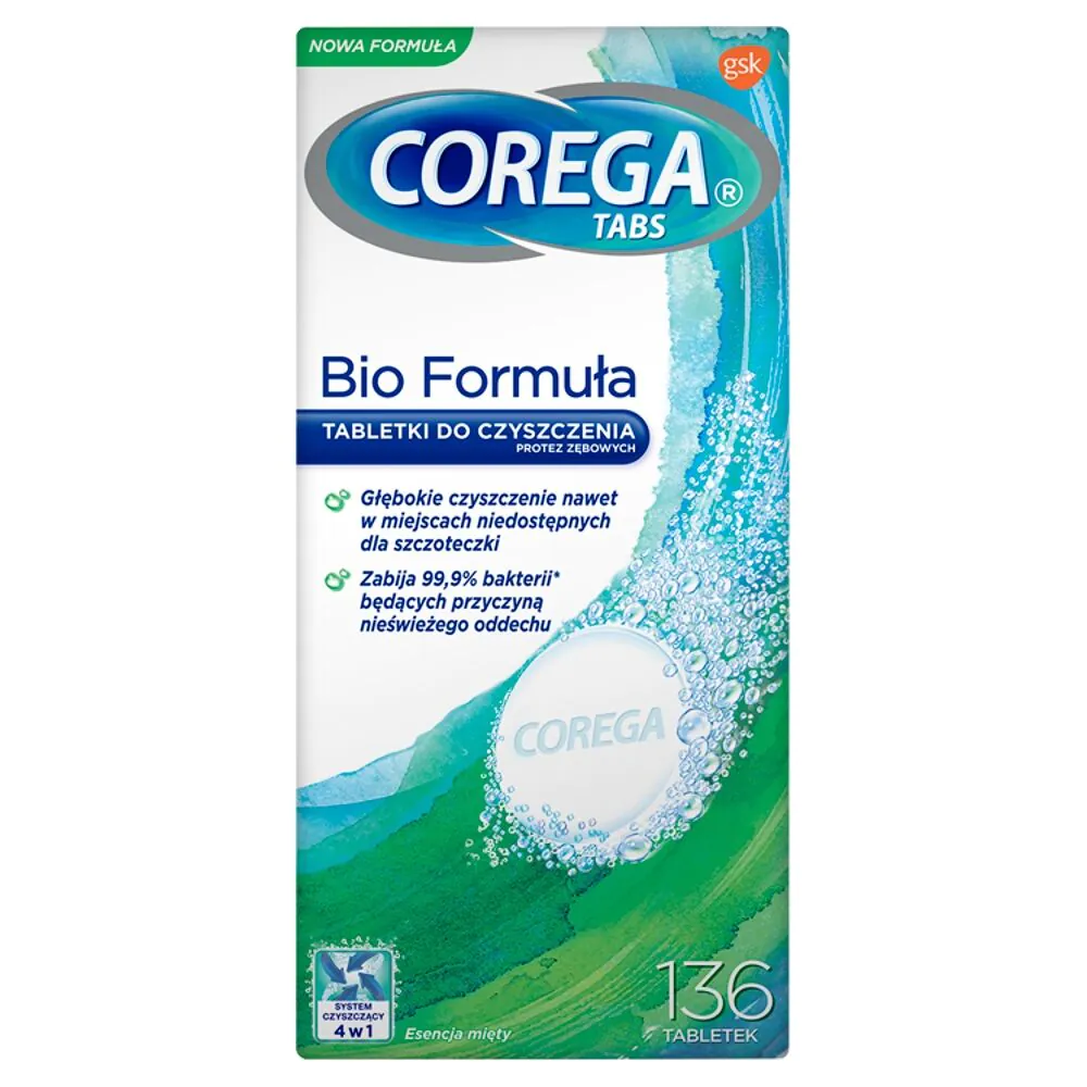 Corega Tabs Bio Formula, Tabletki rozpuszczalne do czyszczenia protez zębowych