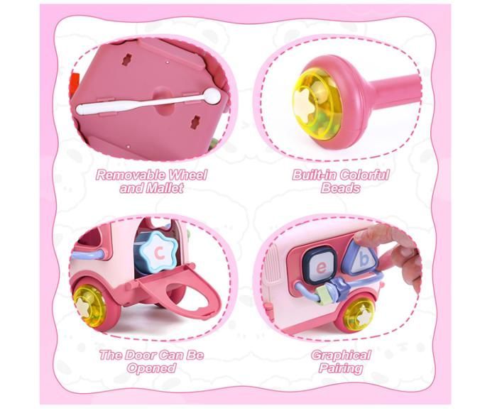 Musical toys for babies aged 12 to 18 months, for 1-year-old girls, sensory toys with bus, xylophone, shape sorter, toys for 12-18 year olds