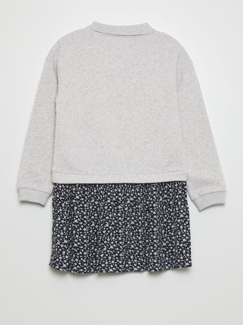 2-in-1 bedrukte sweatshirtjurk - GRIJS