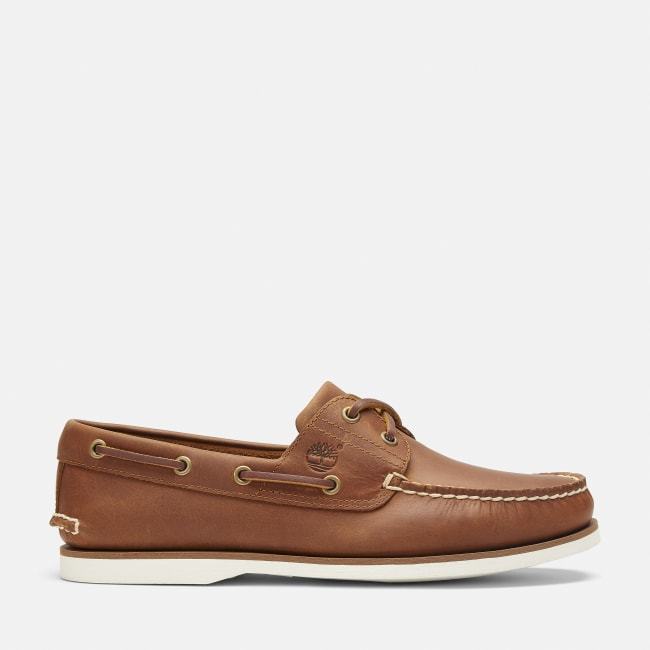 Scarpa da Barca in Pelle Classic da Uomo in                marrone chiaro