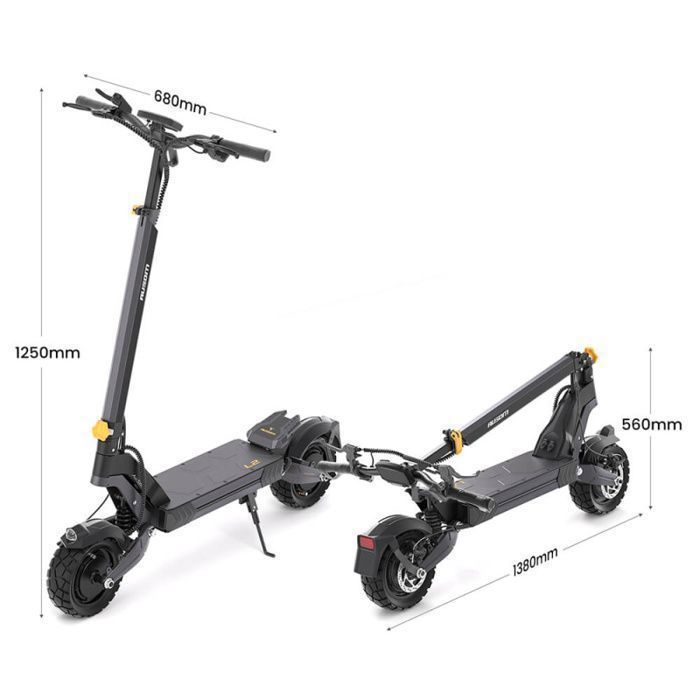 Ausom L2 elektrische scooter - Dubbele motoren van 2200W piekvermogen - 15,6Ah accu, maximale actieradius 70 km - 10 inch tubeless banden - Swingarmvering