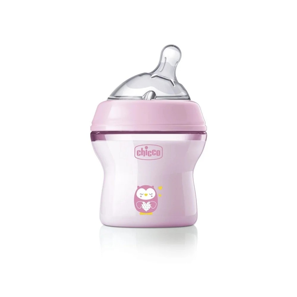 CHICCO Chicco Natural Feeling Babyflasche mit langsamem Durchfluss, 150 ml, für Mädchen ab 0 Monaten