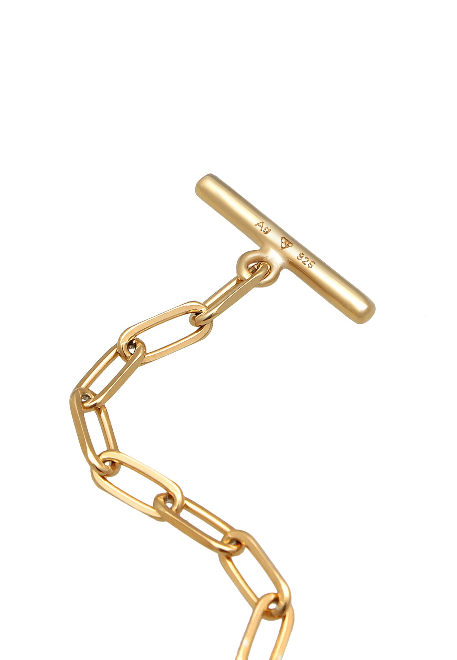 Elli Femmes maillons Basique fermoir garrot avec perle synth. en argent sterling 925 plaqué or