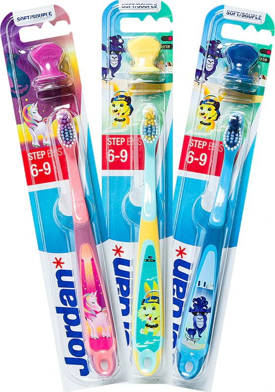 Escova de dentes infantil Jordan Step by Step para crianças de 6 a 9 anos