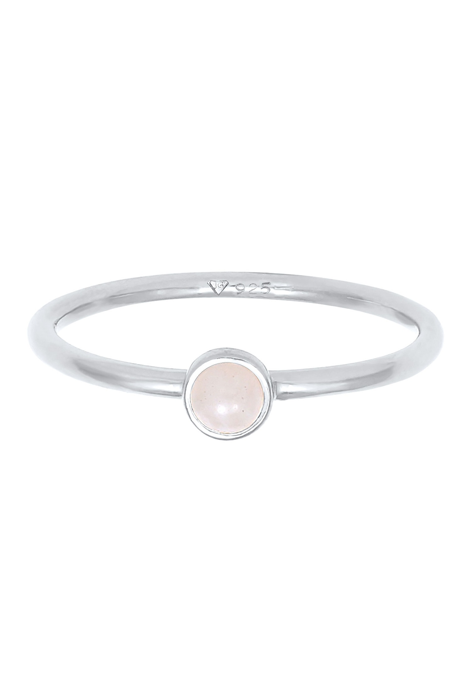 Elli Femmes Pile Basique Minimaliste avec Quartz Rose en Argent Sterling 925 Plaqué Or