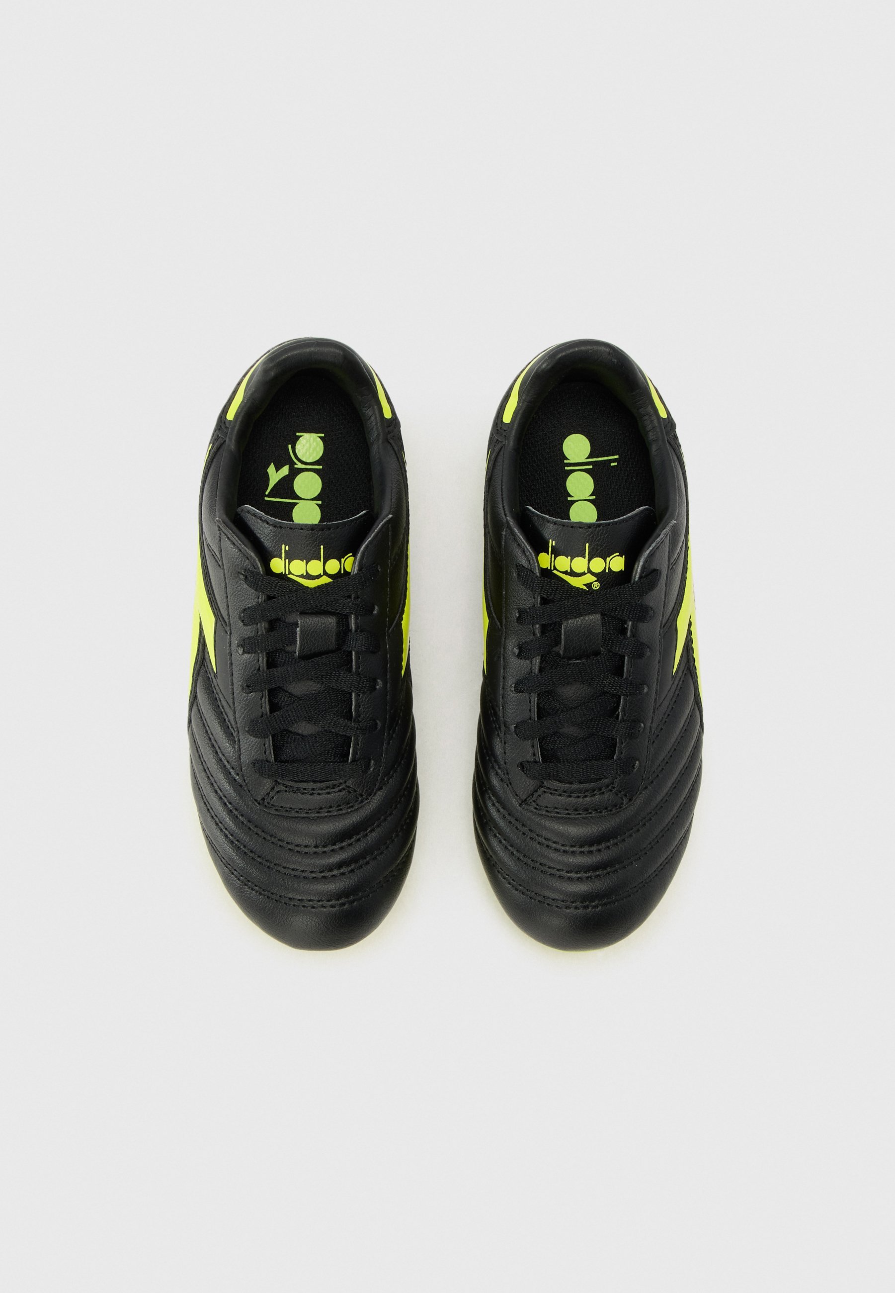 Diadora BRASIL ICON UNISEX - Kopačke za čvrstu podlogu - crne/fluo žute